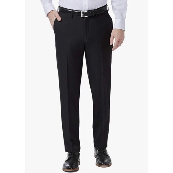NEW Haggar Men's 34x32 Black Super Flex Waistband Dress Pants Polyester - Picture 1 of 7